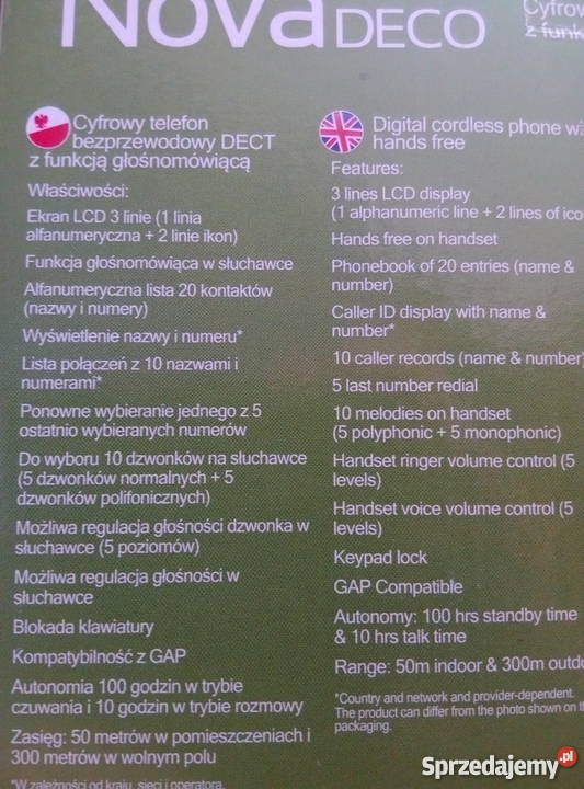 telefon bezprzewodowy nova deco 350 pomorskie sprzedam
