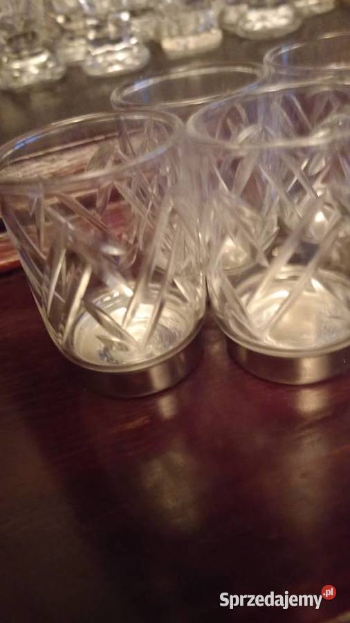 Kieliszki krysztalowe w srebrzone podstawie Warszawa