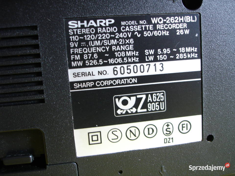 Radiomagnetofon SHARP WQ262H lubuskie Zielona Góra sprzedam