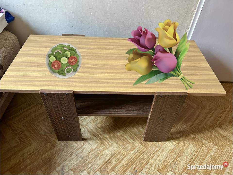 Stolik kawowy Ława PRL Vintage z półką Retro 46cm Stoliki kawowe i ławy lubelskie