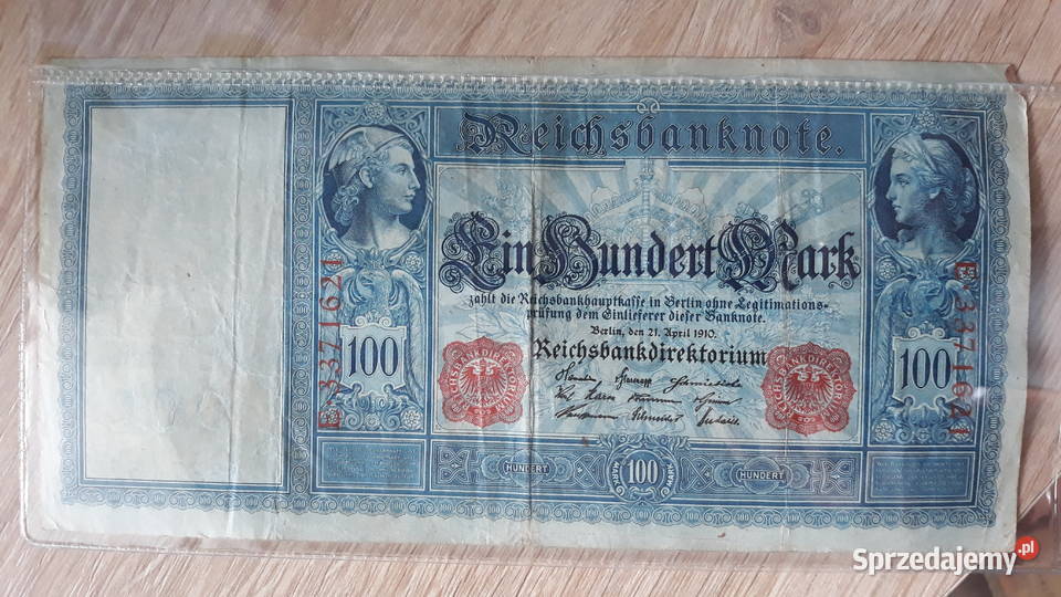100 Marek Niemcy 1919 r seria E Antyki, Sztuka, Kolekcje wielkopolskie