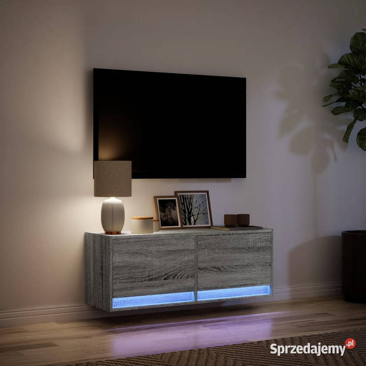 Ścienna szafka TV z LED szary dąb sonoma Warszawa