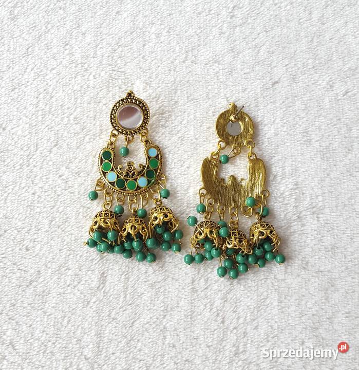 Kolczyki indyjskie jhumka boho hippie etno złoty Szczecin