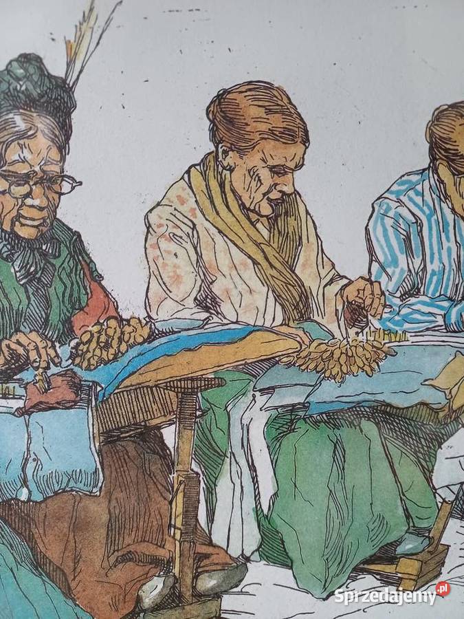 vintage obraz kolorowy grawer Nowy Targ sprzedam