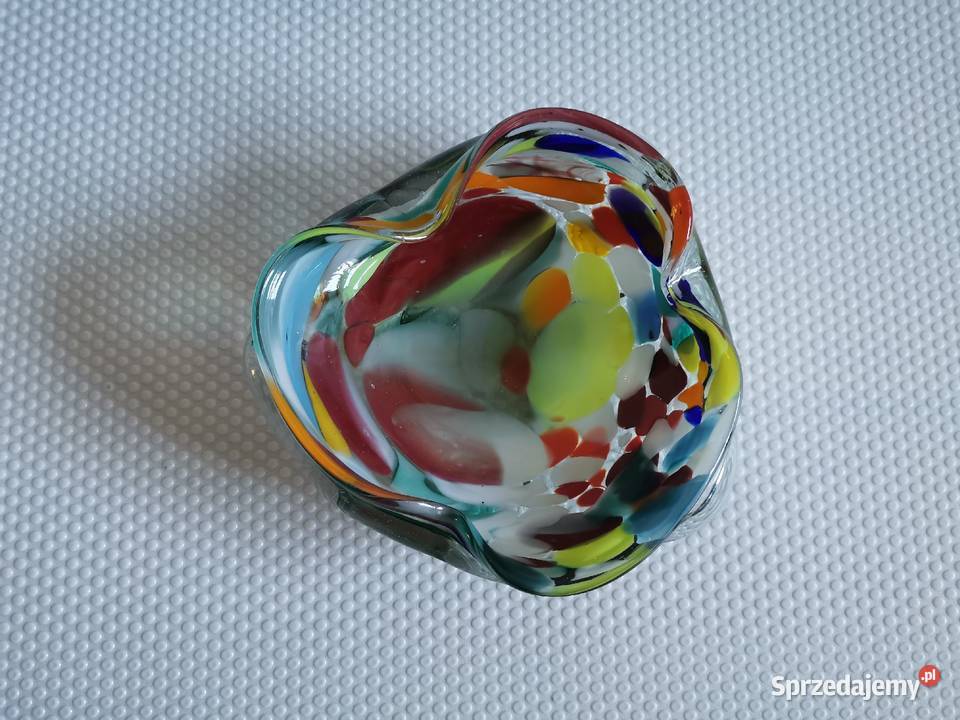 Stara popielniczka kolorowe szkło PRL 1970 Porcelana i szkło Katowice sprzedam