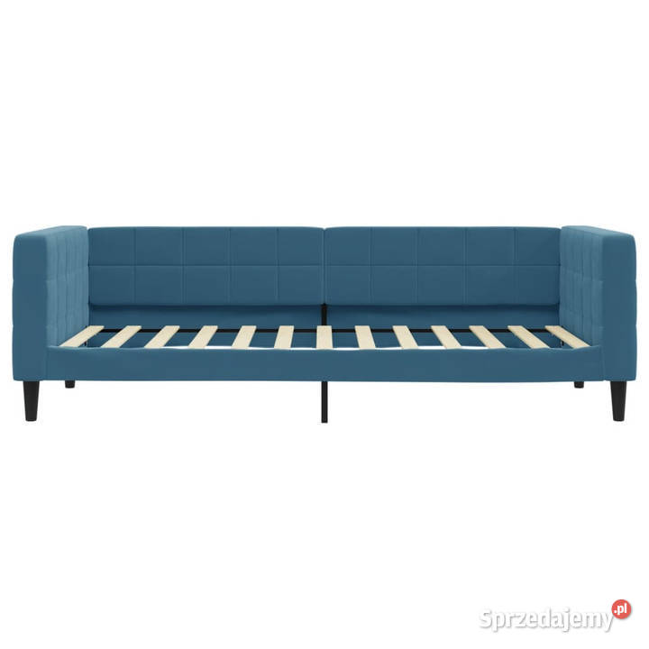 Sofa z funkcją spania niebieska obita aksamitem Warszawa