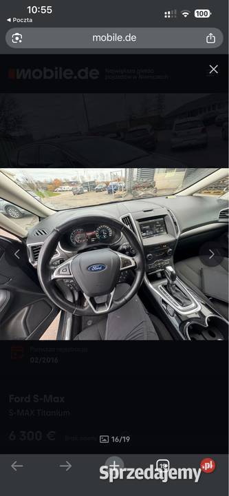Ford S 20 150 koni welurowa tapicerka S-MAX wielkopolskie Leszno