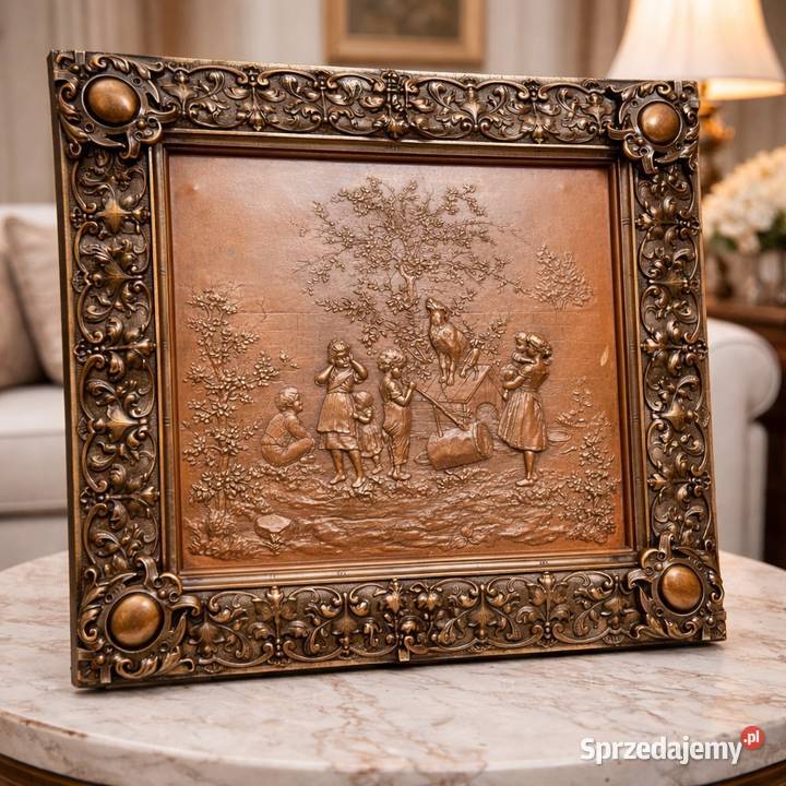 Miedziana stara płaskorzeźba relief podkarpackie Rzeszów