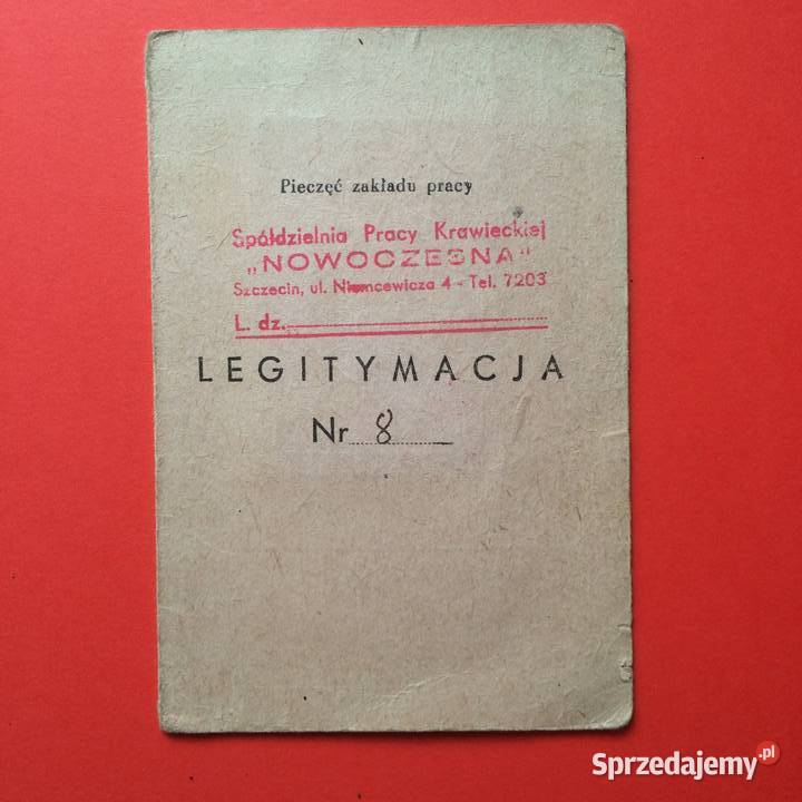 1421 Legitymacja Zakładu Pracy w Szczecinie