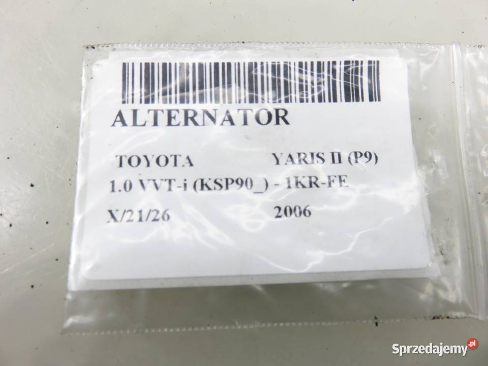 ALTERNATOR TOYOTA YARIS II 10 VVTi osobowe sprzedam