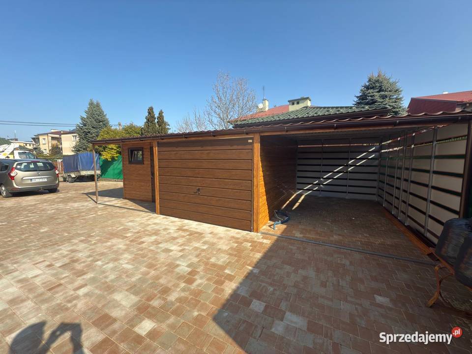 Garaż Blaszany 9x6 poziom złoty dąb orzech Sprzedaż lubuskie Drezdenko