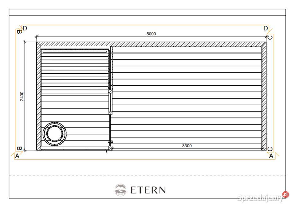 Sauna ogrodowa z wiatą 500x245x230 projekty Sauny