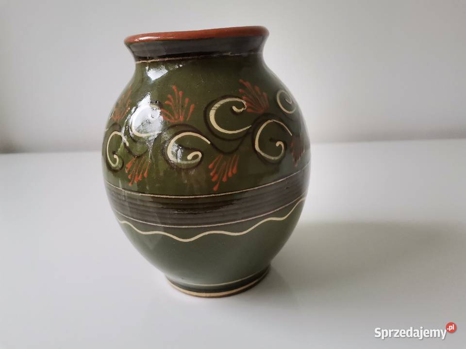 Stary gliniany wazon ceramika Spódzielnia Porcelana i szkło śląskie Katowice