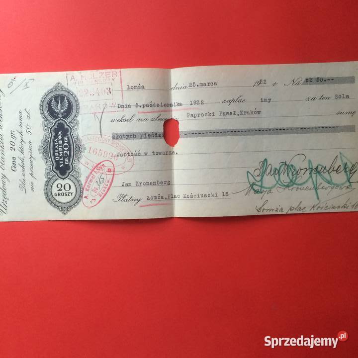 1528 Weksel Wystawiony W Krakowie 25 Szczecin sprzedam