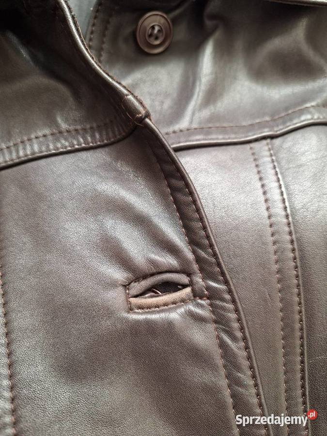 Świetny skórzany czekoladowy płaszcz skóra małopolskie Kraków