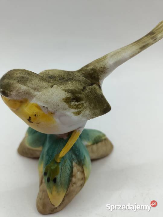 Ptak figurka ceramiczna żółto brązowa lubelskie Zamość