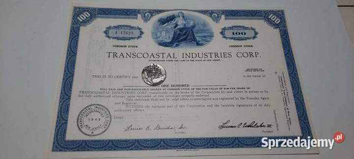 certyfikat akcji usa 3 Warszawa sprzedam