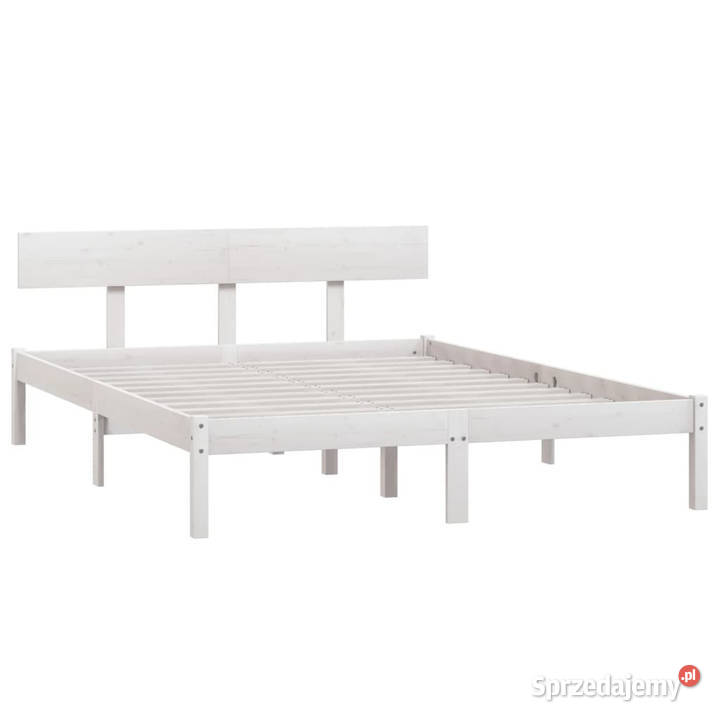 Rama łóżka biała lite drewno sosnowe podwójna 140cm