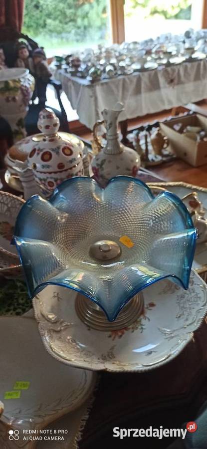 Patera na nodze platerowej Szkło Art Deco Porcelana i szkło Gdańsk