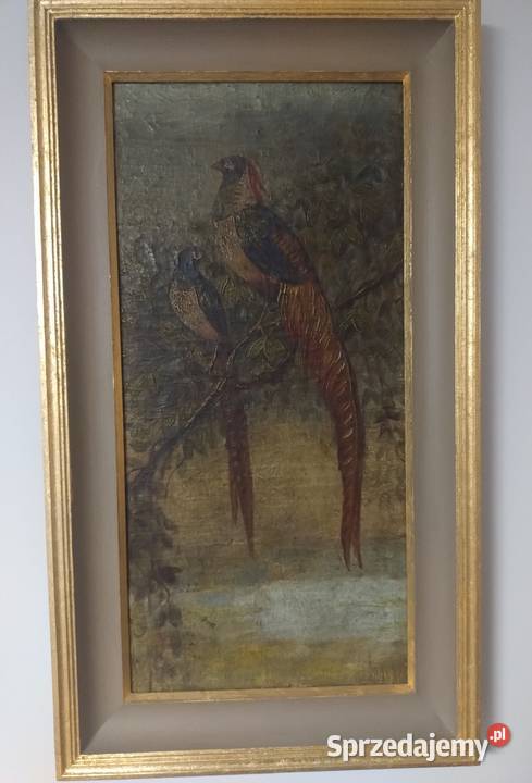 Przedwojenny obraz olejny Bażanty Osmolice Pierwsze