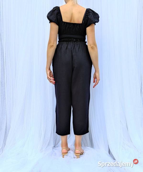 Spodnie czarne M 38 HM len lniane wiskoza Szczecin