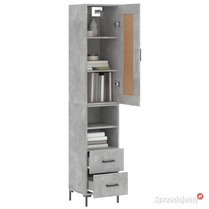 Wysoka szafka szarość betonu 345x34x180 mazowieckie Warszawa