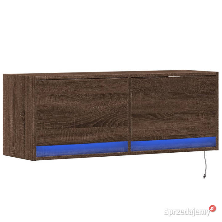 Ścienna szafka TV z LED brązowy dąb 100x31x35 Warszawa