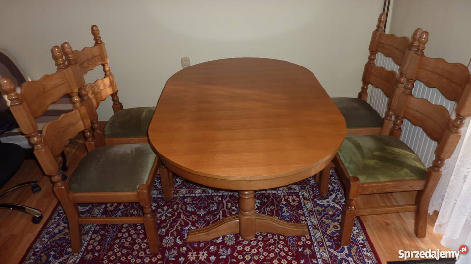 Stół rozkładany 100x160x200 4 krzesła z litego Stoły, krzesła, biurka Łódź