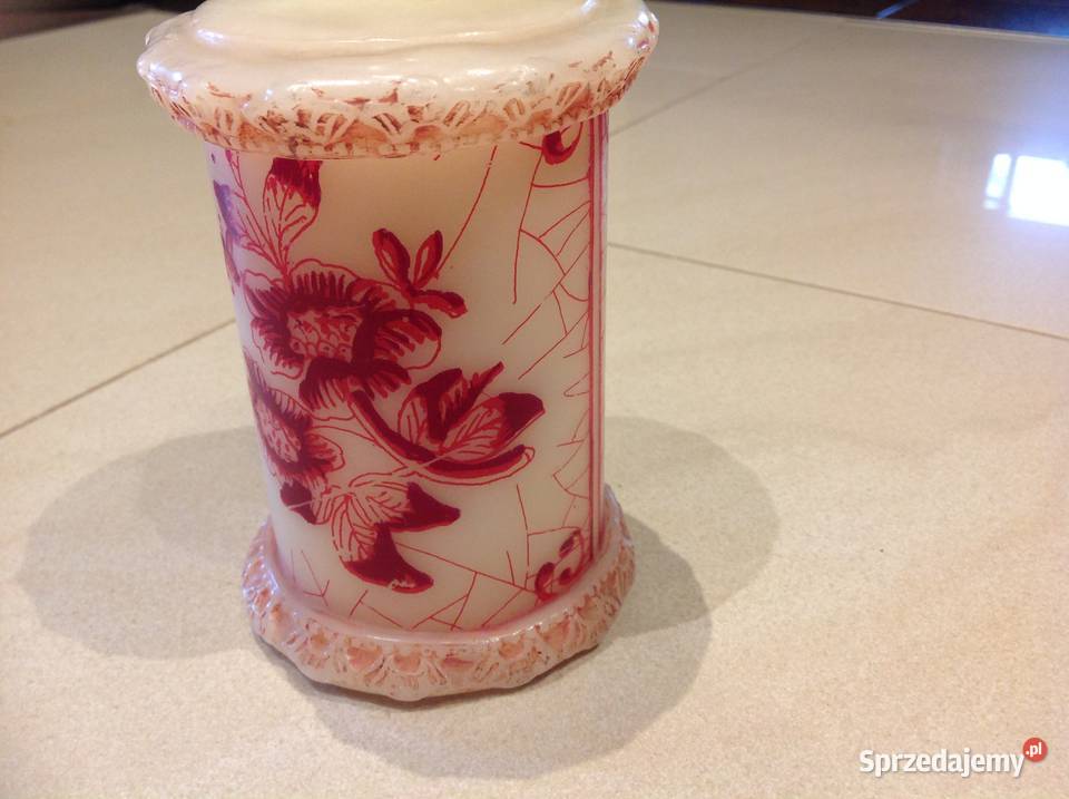 Duża Świeca Zdobiona Vintage lubuskie Nowa Sól