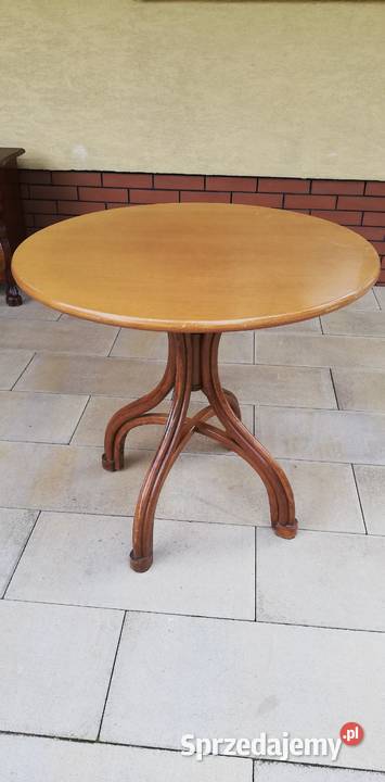 Stół drewniany na giętych nogach okrągły stolik kawowy