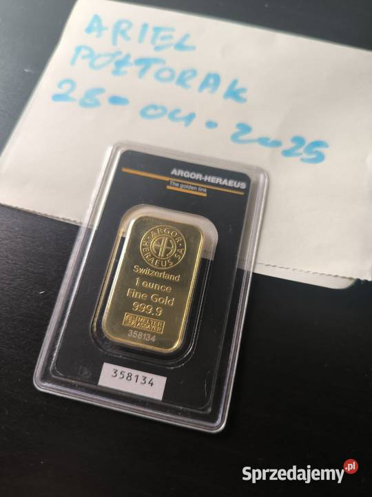 Sztabka Złota 1 uncja ARGORHERAEUS Oława