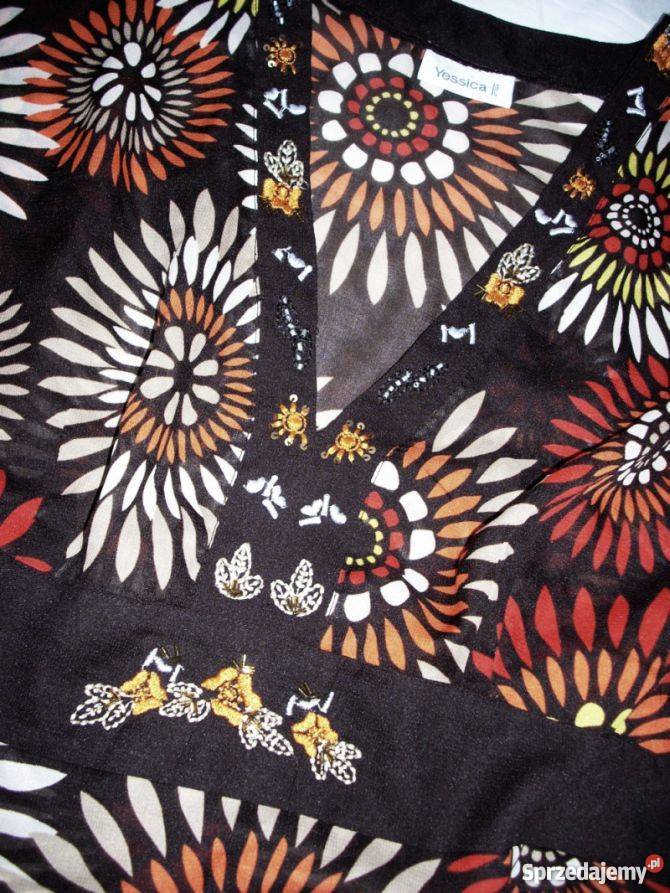 Yessica Zwiewna Tunika Koraliki Haft J Nowa 48 Nowy Sącz