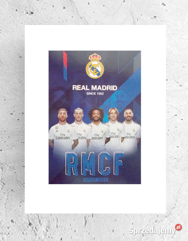 real madrid plakat na ścianę plakat z piłkarzami odcienie błękitu