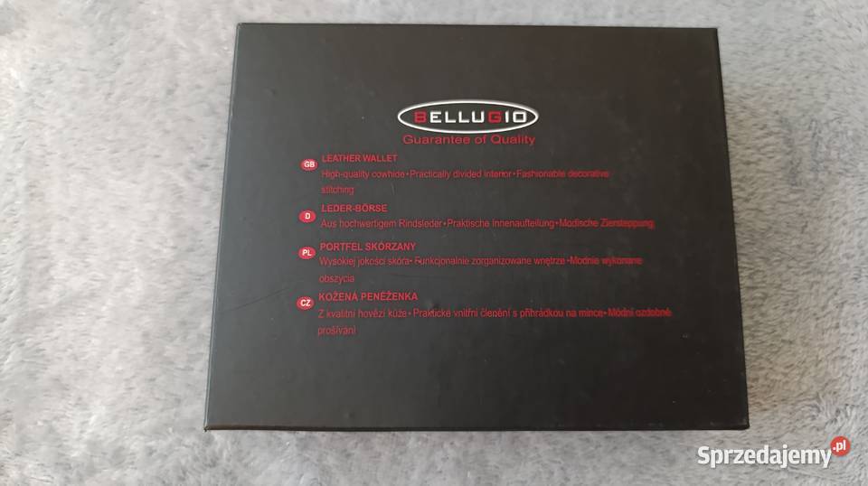 Nowy elegancki męski czarny skórzany portfel Katowice