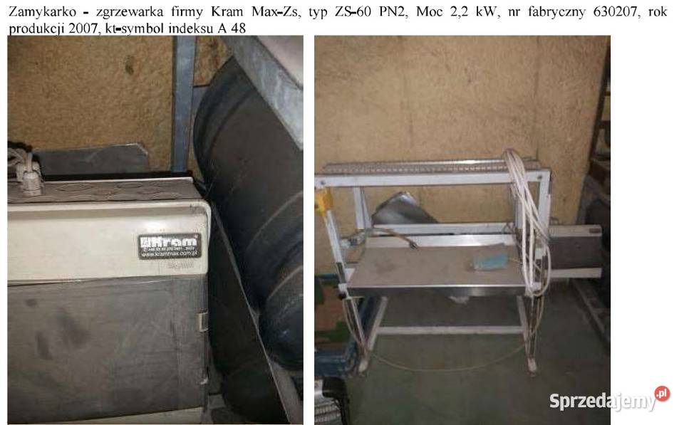Przedmiotem sprzedaży są ruchomości maszyny Obrażejowice