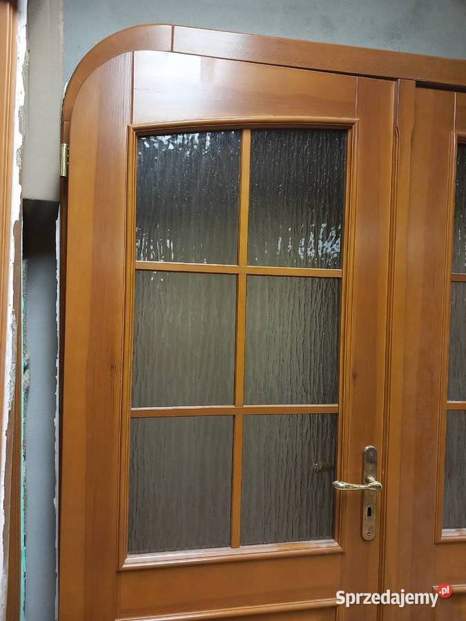 drzwi salonowe drewniane dwuskrzydłowe piękne Kraków