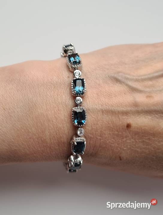 Srebrna bransoletka z Topazem London Blue i srebro