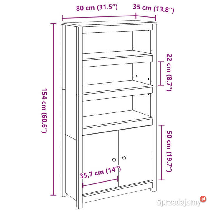 Szafka czarna 80x35x154 lite drewno sosnowe mazowieckie