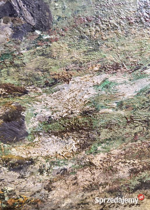 Stary obraz olejny Ruczaj leśny Kartuzy