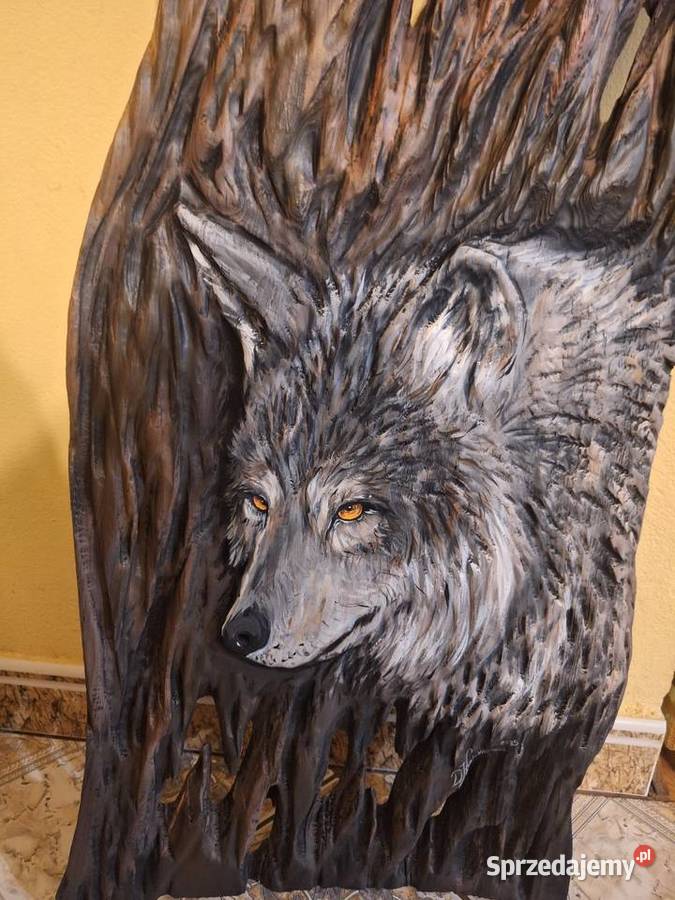 Wilk płaskorzeźba Rękodzieło Strzyżów