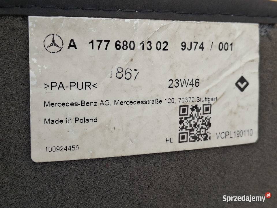 MERCEDES AKLASA W177 DYWANIK WELUROWY TYŁ Bieleń sprzedam