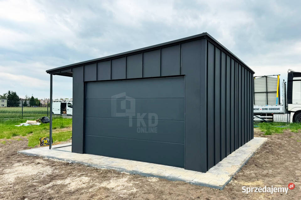 Garaz blaszany 4x6 m wiata 1m brama segmentowa Olsztyn