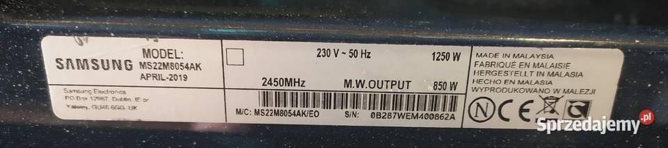 Mikrofalówka Samsung do zabudowy uszkodzona Opole