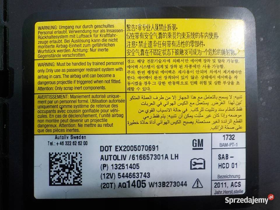 ORLANDO 20 VCDI 13r 5D AIRBAG poduszka fotela Suków