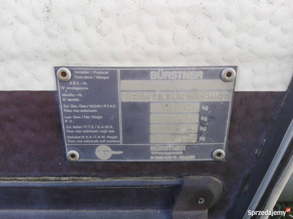 sprzedam przyczepę kempingową burstner city Rok produkcji 1980 Wola Rasztowska sprzedam