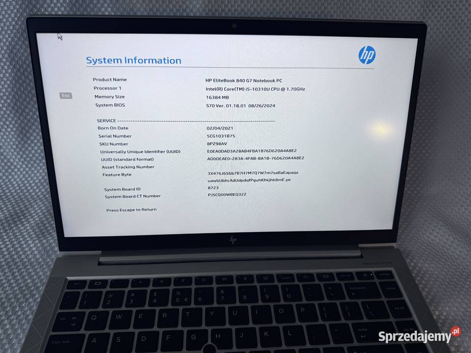 Laptop HP Elitebook 840 G7 i5vpro HP/Compaq Kraków