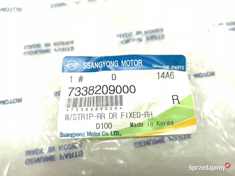 USZCZELKA SZYBY DRZWI PRAWY TYŁ MAŁA KYRON 0514