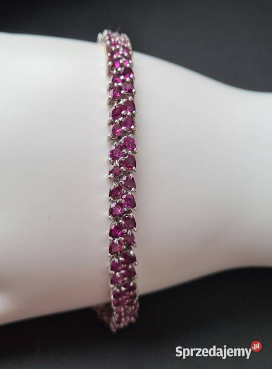 Bransoletka srebro rodowane 925 granaty rodolity Otwock