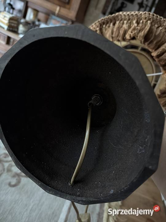 przepiękna mosiężna lampa lampka skórzany abażur Bystrzyca Kłodzka sprzedam