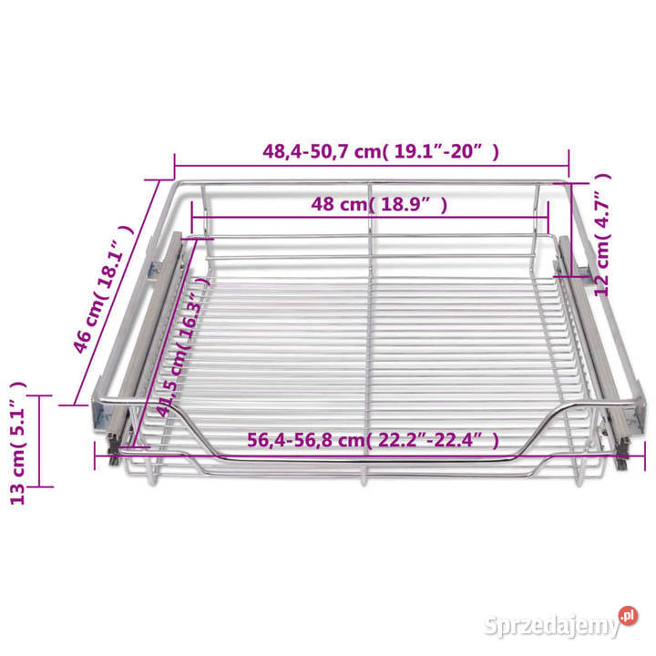 Wysuwane kosze druciane 2 srebrne 600 mm WM50481 Warszawa